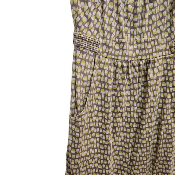 Boden Scoop Neck Above The Knee Margot Jersey Dress Pockets Yellow Geo Size 2P - Picture 5 of 11